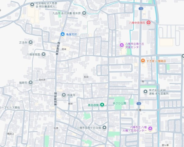 八幡市八幡長田　第1期　新築一戸建ての地図
