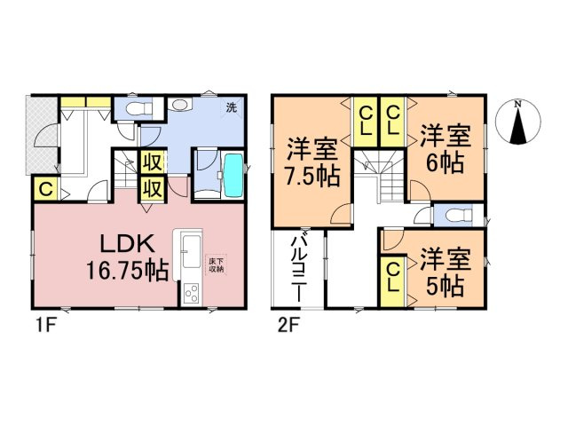 クワイエ　各務原市蘇原菊園町第1　全4区画分譲の間取り|■2号棟　■ヤマダ不動産　株式会社リライフ　
■夢のマイホーム購入をフルサポートします！