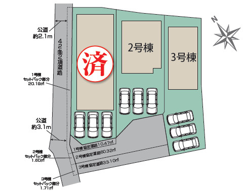 加古川市野口町坂元（全3棟）2号棟の区画図|2号棟です。
