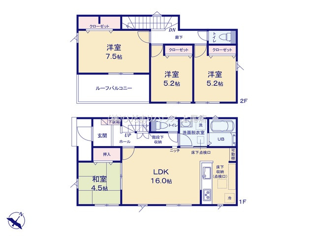 西区植田谷本01期　新築戸建　リナージュ01の間取り