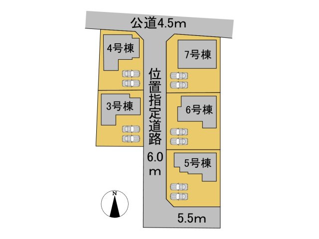 タマタウン　関市巾1丁目（倉知小Ⅲ）　全5区画分譲の区画図|■区画図
■YAMADA電機の　ヤマダ不動産　株式会社リライフ　
いつでもお問合わせ下さい。
