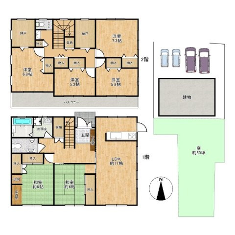八尾市大字大窪中古戸建の間取り