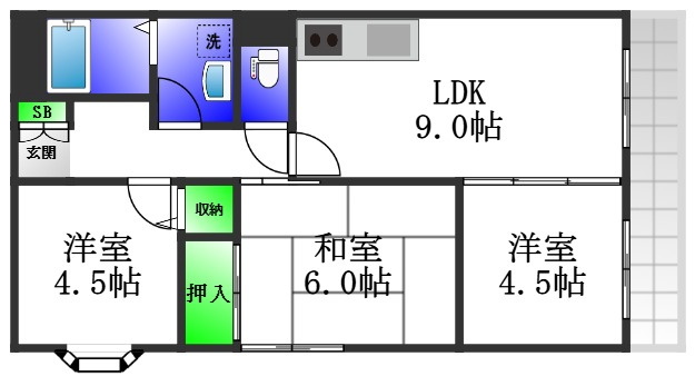 カーサフィオーレ弐番館の間取り