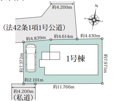 【仲介手数料無料】ふじみ野市苗間1期1棟―新築分譲住宅―全1棟―の区画図|土地面積32坪超の限定1棟の誕生。青空が近くゆったりとした時間が流れる憩いの邸宅です。