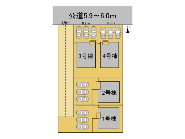 【商談中】クワイエ　各務原市蘇原菊園町第1　全4区画分譲の区画図|■区画図
■YAMADA電機の　ヤマダ不動産　株式会社リライフ　
いつでもお問合わせ下さい。