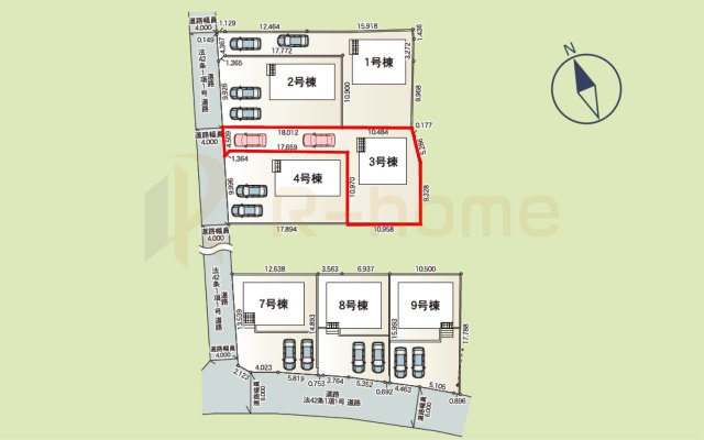 土浦市木田余西台第2　新築戸建て　3号棟の区画図|大きなお買い物だからこそ、メリット・デメリットを伝えさせて頂きます。
R-homeにお任せください♪