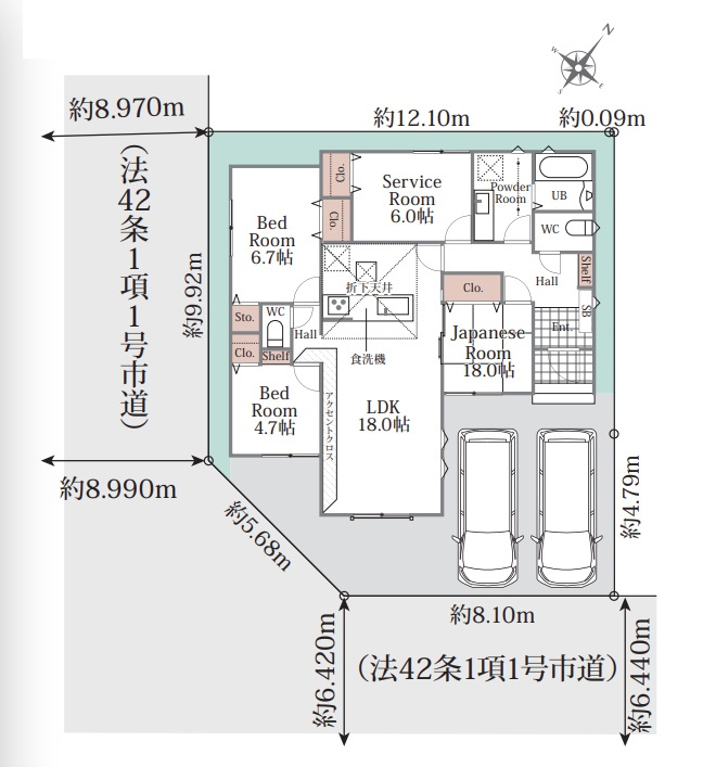 野洲市三上　第1期　新築一戸建ての間取り|1号地