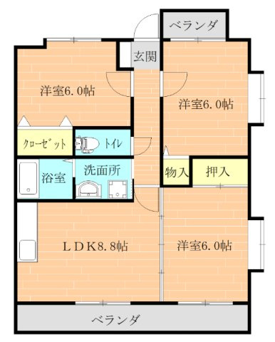 熊本市南区土河原町のアパートの間取り