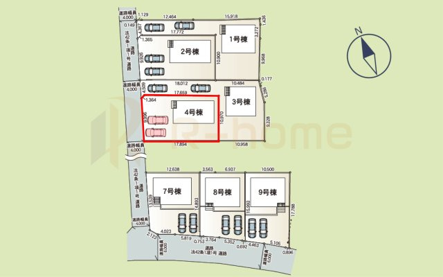 土浦市木田余西台第2　新築戸建て　4号棟の区画図|大きなお買い物だからこそ、メリット・デメリットを伝えさせて頂きます。
R-homeにお任せください♪