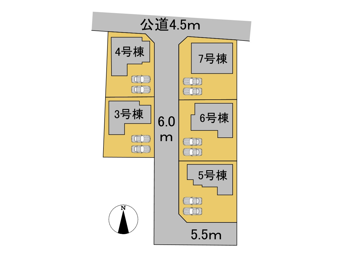 タマタウン　関市巾1丁目（倉知小Ⅲ）　全5区画分譲の区画図|■区画図
■YAMADA電機の　ヤマダ不動産　株式会社リライフ　
いつでもお問合わせ下さい。