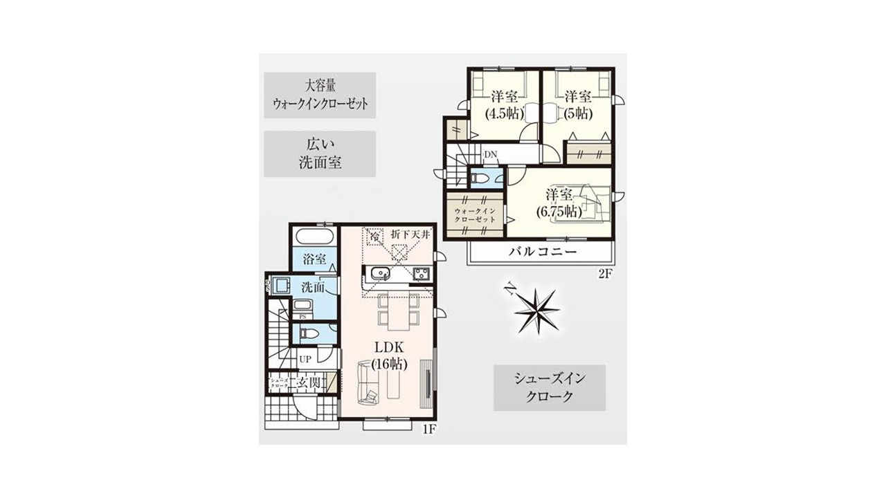 昭島市緑町14期　２号棟の間取り