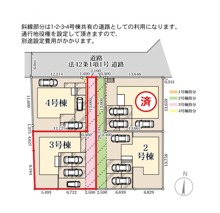 リーブルガーデン  ひたちなか中根　9期　3の前面道路含む現地写真|並列駐車可能です。