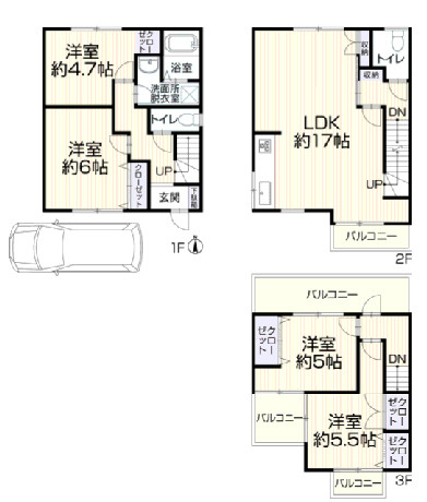 尼崎市水堂町　中古戸建の間取り