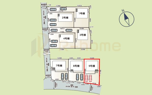 土浦市木田余西台第2　新築戸建て　9号棟の区画図|大きなお買い物だからこそ、メリット・デメリットを伝えさせて頂きます。
R-homeにお任せください♪
