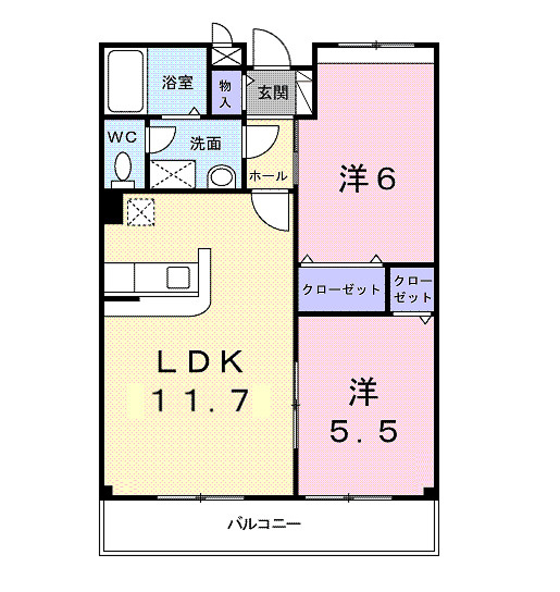 【間取り】 | プラシードＴＳＵＫＡＳＡ　Ｂ棟