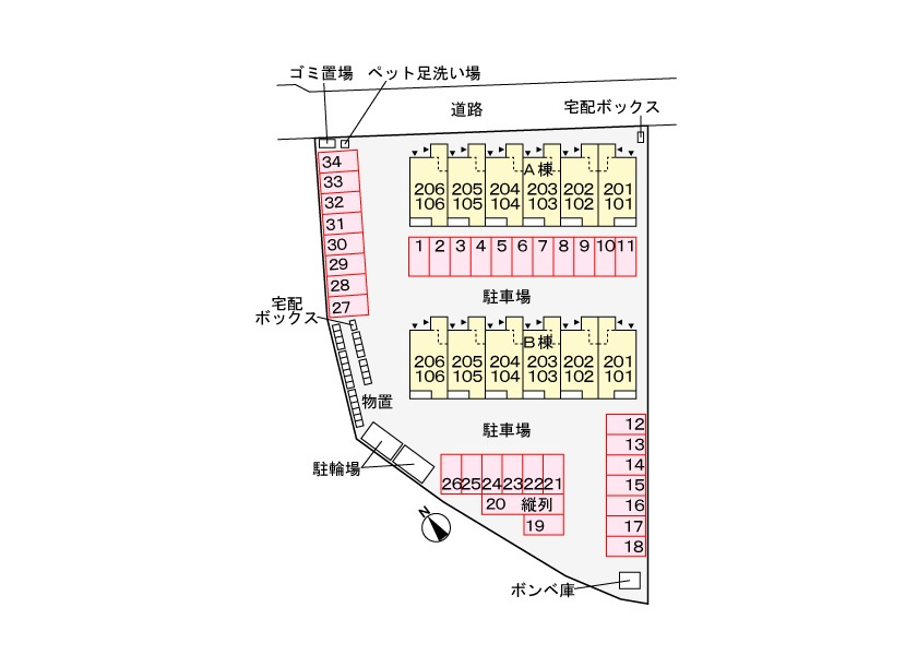 ミニョン　フロル　Ａの区画図