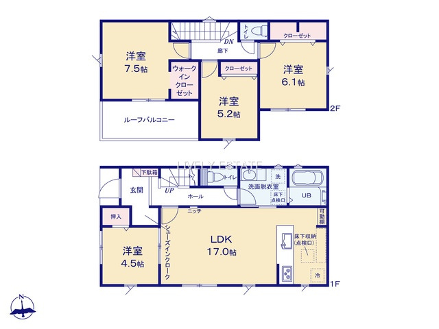 草加市新栄4丁目 新築分譲住宅の間取り