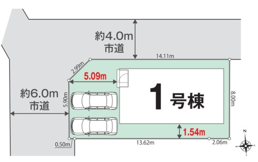 草加市新栄4丁目 新築分譲住宅の区画図