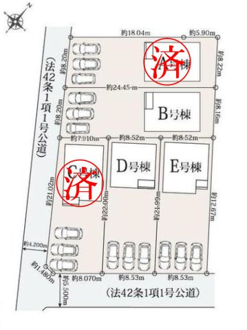 新築戸建　沼津市本字松下845番　全5棟　E号棟の区画図