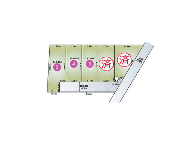 【区画図】 | 川越市砂新田5丁目　新築一戸建住宅　全5棟　(ふじみ野店) | 全体区画図/スーパー・コンビニ徒歩5分以内！毎日のお買い物もラクラクです！※図面を基に作成しています。現況と異なる場合は現況を優先いたします。