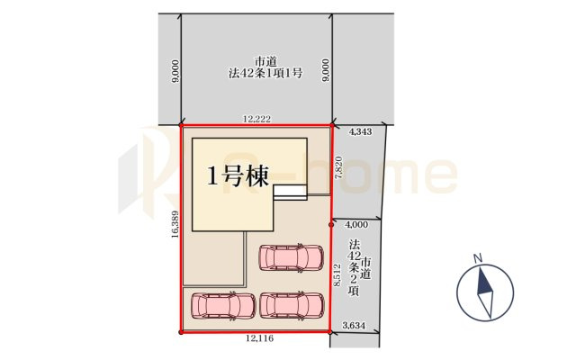 第2下妻市鎌庭　新築戸建て　1号棟の区画図|大きなお買い物だからこそ、メリット・デメリットを伝えさせて頂きます。
R-homeにお任せください♪