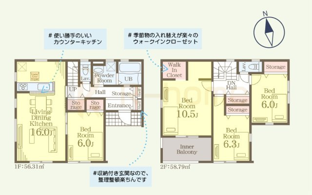 第2下妻市鎌庭　新築戸建て　1号棟の間取り|4LDK＋WIC、土地面積199.80m2、建物面積115.10m2