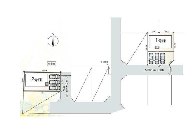秦野市堀西第27　新築戸建　全2棟1号棟の区画図