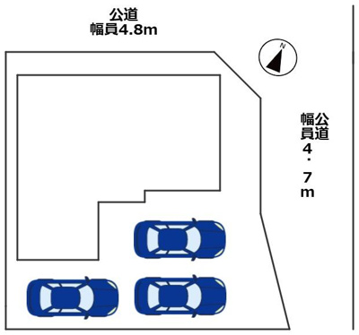 【区画図】 | 加古川市平岡町二俣　一戸建て | ■角地♪陽当り通風良好の家♪
■駐車3台可能※車種による