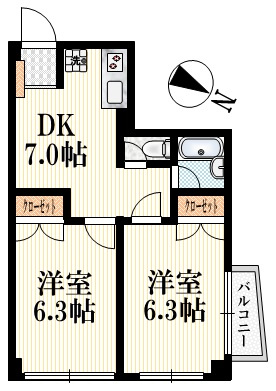 CHAMBRE　YAJIMAの間取り|★角部屋２面窓あり♪各室収納ある振分タイプ★