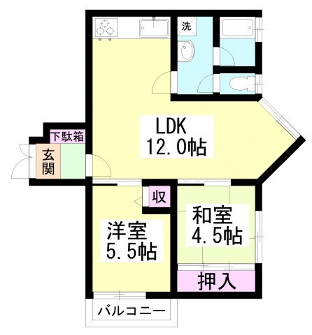 ハイツエバグリーン２号棟の間取り|３LDKの間取りですよ
