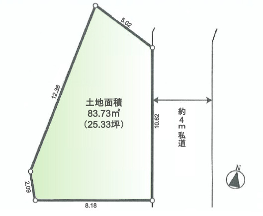 板橋区若木2丁目　間口10ｍ×建築条件なし　限定1区画