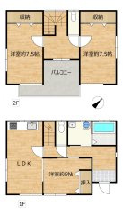 つくばみらい市西ノ台南　中古戸建の間取り|【間取り図】3LDKの間取りです。全て洋室に変更し、ご生活しやすい間取りになる予定です。2階にもトイレ付きなのが嬉しいですね。