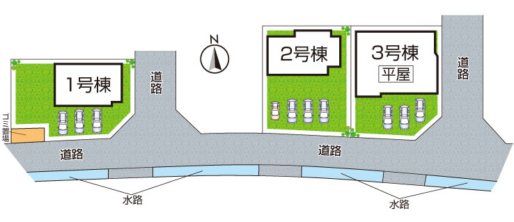 ●磯城郡田原本町黒田　第2期　新築一戸建ての区画図|全3区画
