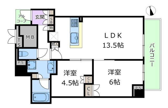 【間取り】 | プラウドタワー北浜 | エイブルだけの嬉しいサービス、ご用意しております。詳細は、お気軽に当社までお問合せ下さいませ！