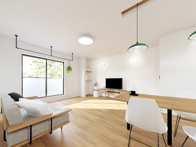 ◎茅ヶ崎市浜竹4丁目　新築戸建　2号棟の居間・リビング|室内の完成イメージ◇