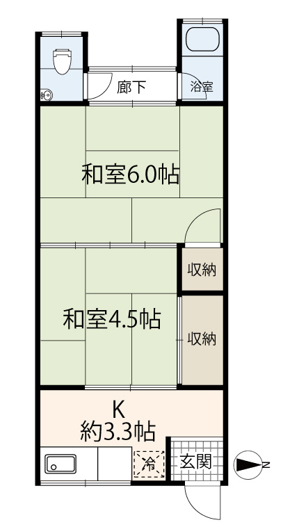 紫光荘の間取り|2K＊リフォーム履歴有り