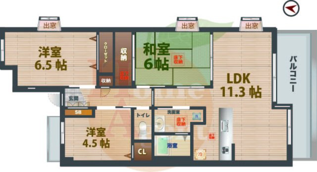 【間取り】 | めいきゅう館 | 3LDKのお部屋です。