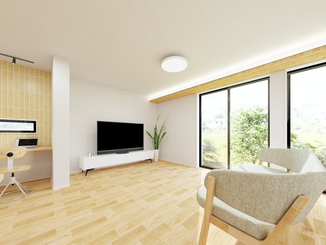 ◎茅ヶ崎市浜竹4丁目　新築戸建　3号棟の居間・リビング|室内の完成イメージ◇