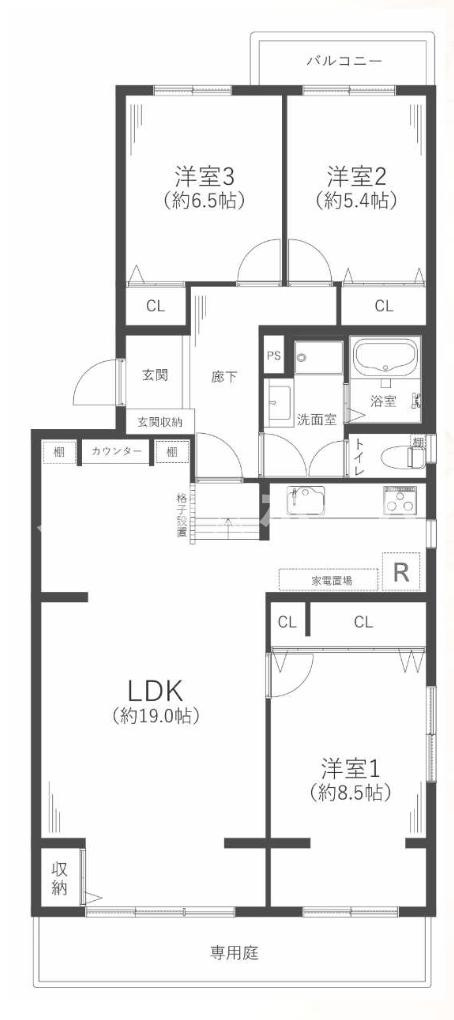 リバーサイドともぶち第一 第34号棟の間取り|広々90平米超えの物件です