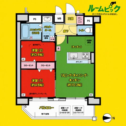 プレリス浅間町フォルテラ　名古屋市賃貸　仲介手数料無料の間取り