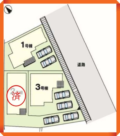 名古屋市緑区鳴海町２期　全３棟の区画図|上品な街並みに調和する区画。落ち着いた住環境が、末永く愛される住まいづくりの理由となっています。