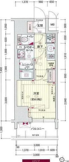 プレサンス三宮エレガンシアの間取り