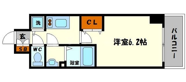 プレサンス北浜パレスの間取り|プレサンス北浜パレス　6.2帖の間取り