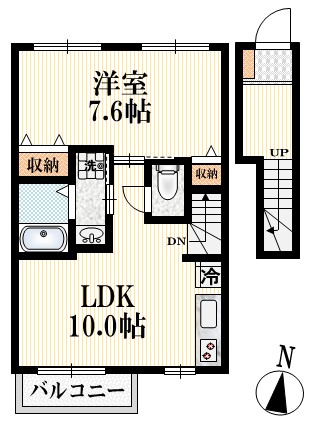 カーサ都立家政の間取り|★最上階南向き♪振分タイプの１ＬＤＫ★
