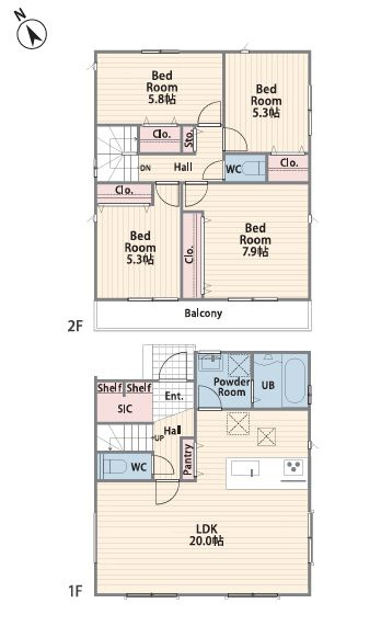 座間市ひばりが丘5丁目新築戸建て　2期№4の間取り|間取図「座間市ひばりが丘5丁目新築戸建て　№4」