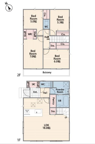 座間市ひばりが丘5丁目新築戸建て　2期№5の間取り|間取図「座間市ひばりが丘5丁目新築戸建て　№5」