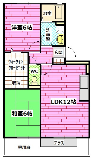 ラフィネ安芸弐番館の間取り|※間取りは反転です。
