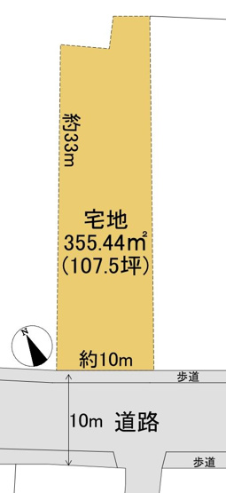 【土地図】 | 黒石市追子野木二丁　土地　南向き　県道沿い