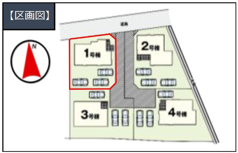 佐波郡玉村町2期（全4棟）1号棟の区画図