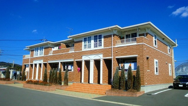 熊本市北区植木町上古閑のアパートの外観|外観もきれいです